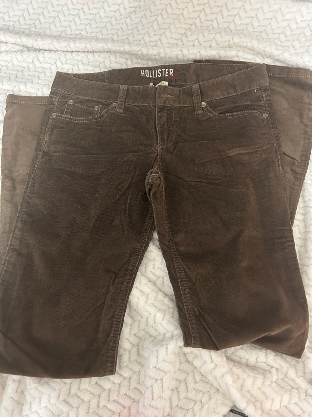 Hollister Women's Dark Brown Corduroy Straight-Leg Jeans